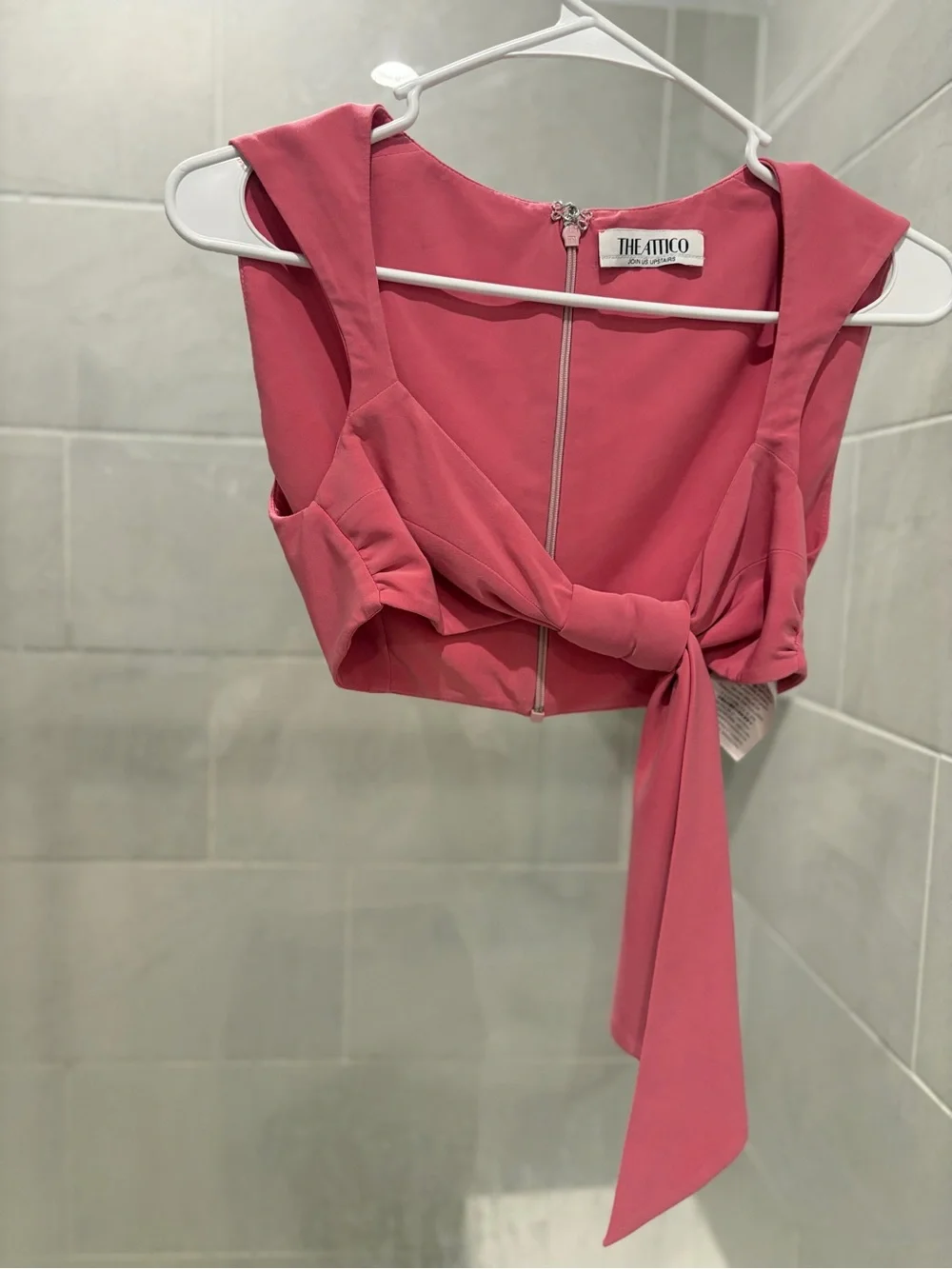 The Attico Rose Pink Tie-Front Crop Top Size 38 = US XS (0-2)